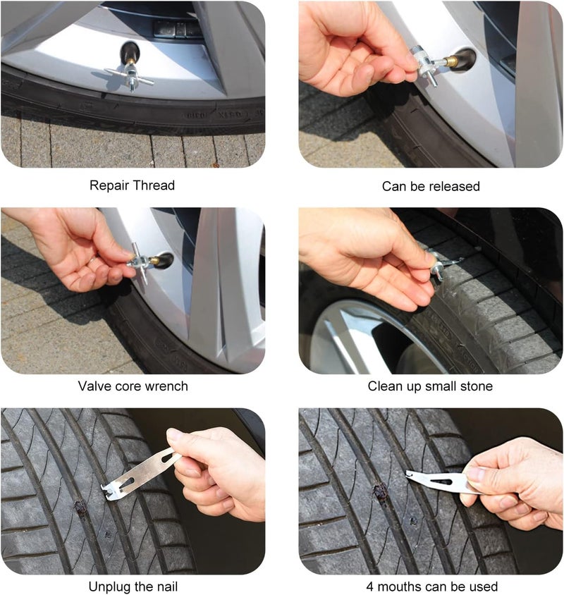 TILIBOTE Tire Repair Kit,46pcs Heavy Duty Tire Plug Kit, with Universal Tire Patch Kit to Plug Flats for Car/Motorcycle/Truck/Tractor/Trailer/RV/ATV - Image 5
